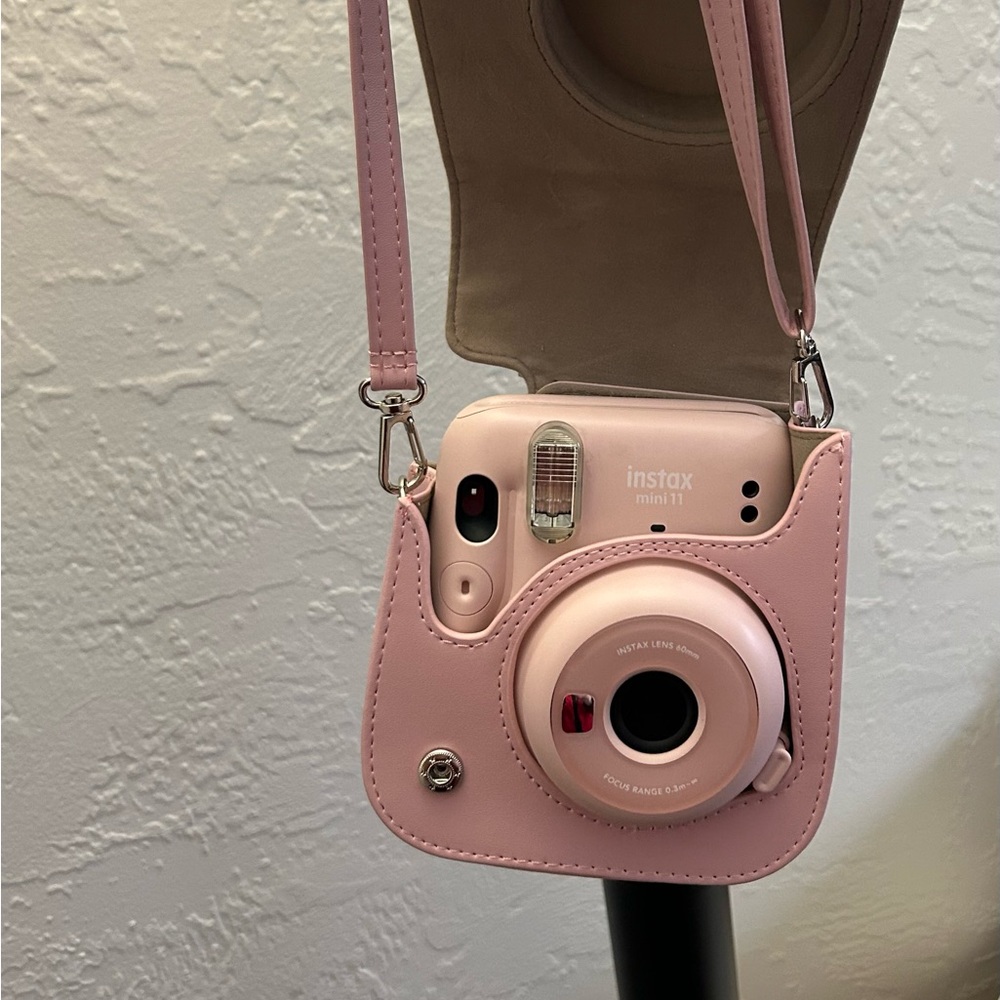 Instax Mini 11 Blush Pink Camera with Strap Case